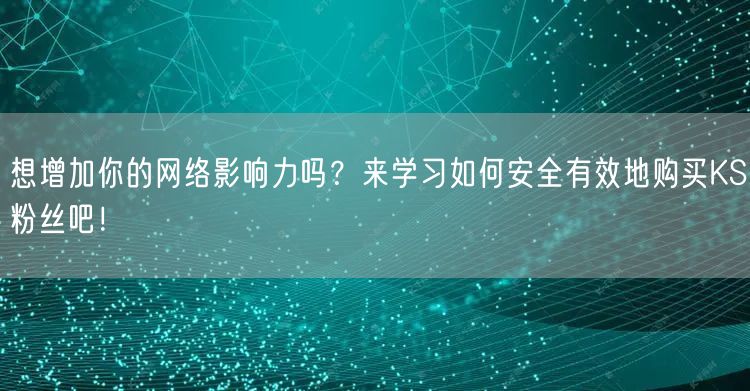 想增加你的网络影响力吗？来学习如何安全有效地购买KS粉丝吧！
