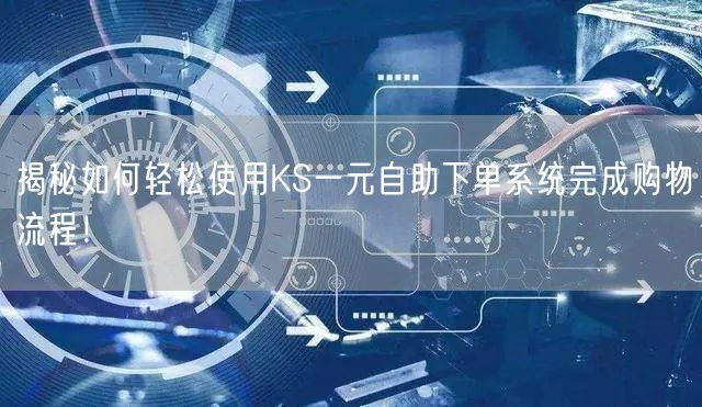 揭秘如何轻松使用KS一元自助下单系统完成购物流程！