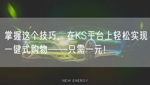 掌握这个技巧，在KS平台上轻松实现一键式购物——只需一元！