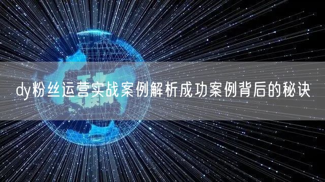dy粉丝运营实战案例解析成功案例背后的秘诀