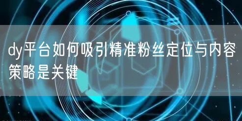 dy平台如何吸引精准粉丝定位与内容策略是关键