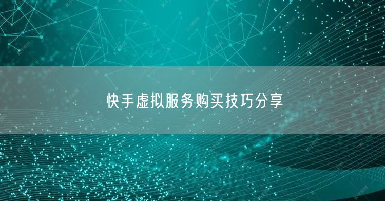 快手虚拟服务购买技巧分享