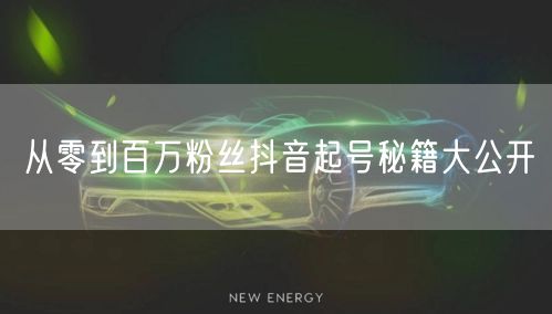 从零到百万粉丝抖音起号秘籍大公开